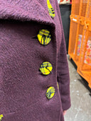 Embellished Betsey Johnson bright yellow tartan highlights custom matching buttons