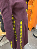 Embellished Betsey Johnson bright yellow tartan highlights custom matching buttons