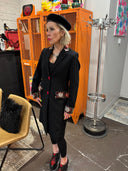 Classic Wool coat with contrasting buttons and swedish style cuff , back belt and pockets