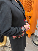 Classic Wool coat with contrasting buttons and swedish style cuff , back belt and pockets