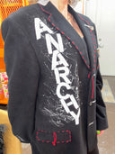 Stand out with Anarchy Punk not Dead paitned splatter Red Yarn edge stich Pins lapel
