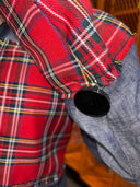Chambray Box Jacket - Red Tartan & Bondage Buckle Design