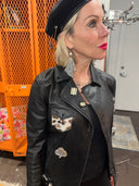 Vegan Punk Perfecto - Painted Cow Pattern, Metal Pins