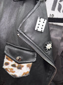 Vegan Punk Perfecto - Painted Cow Pattern, Metal Pins
