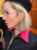 Mechanic Style jacket - Hot Pink Chest Pocket, Collar, Jolly Roger Back | Reckless Swagger