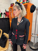 Pinstripe Classic upcycled with Marilyn Monroe & Puppy pic, checkboard trim