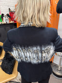 Classic Pinstripe Denim Jacket - NYC Patches, Red Button Highlights & Safety Pins