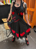 Polka Dot Swing Dress - Stylish Alter Dress with Red Cord Hearts Patches