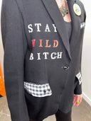 Gingham Checkered Collar Marilyn Stay Wild Bitch Edgy - Punk Rock Inspired
