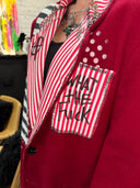 Red Devil Anarchy Pinstripe and pins 'wtf are you up to know' - Punk Rock Inspired