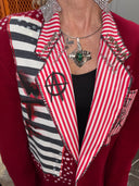 Red Devil Anarchy Pinstripe and pins 'wtf are you up to know' - Punk Rock Inspired