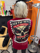Red Devil Anarchy Pinstripe and pins 'wtf are you up to know' - Punk Rock Inspired