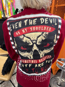 Red Devil Anarchy Pinstripe and pins 'wtf are you up to know' - Punk Rock Inspired