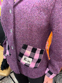 Plum Boucle Classic Twist - Stylish Outerwear with Checked and Diamond Adornments