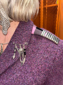 Plum Boucle Classic Twist - Stylish Outerwear with Checked and Diamond Adornments