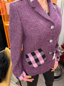 Plum Boucle Classic Twist - Stylish Outerwear with Checked and Diamond Adornments