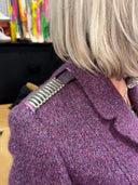 Plum Boucle Classic Twist - Stylish Outerwear with Checked and Diamond Adornments