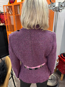 Plum Boucle Classic Twist - Stylish Outerwear with Checked and Diamond Adornments