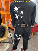 2 Pcs Linen Suit - Drawstring, Stars & Safety Pins for Stylish Look