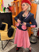 Vintage Vibes: 40s-Inspired Pinstripe Set - Puff Pocket Skirt & Jacket