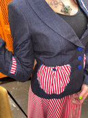 Vintage Vibes: 40s-Inspired Pinstripe Set - Puff Pocket Skirt & Jacket