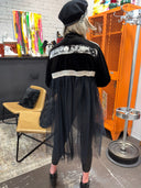 Asian Inspired Velvet Bomber - Cropped with Fishnet Hem