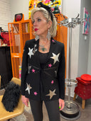Fitted Punk Rock Jacket with Silver and Pink Stars - Stand Out from the Crowd