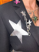 Fitted Punk Rock Jacket with Silver and Pink Stars - Stand Out from the Crowd