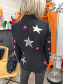 Fitted Punk Rock Jacket with Silver and Pink Stars - Stand Out from the Crowd