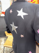 Fitted Punk Rock Jacket with Silver and Pink Stars - Stand Out from the Crowd