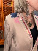 Oversized Linen Madras Patchwork Jacket - Bright Pink & Indigo