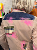 Oversized Linen Madras Patchwork Jacket - Bright Pink & Indigo