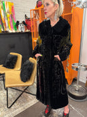 Burnout Velvet Opera Coat - Black Pin