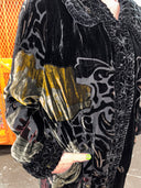 Burnout Velvet Opera Coat - Black Pin