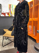 Burnout Velvet Opera Coat - Black Pin