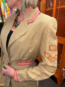 Laura Ashley Custom Fitted Suit - Stylish Sergeant Arm Stripes & Checked Pockets
