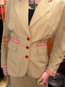 Laura Ashley Custom Fitted Suit - Stylish Sergeant Arm Stripes & Checked Pockets