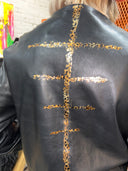 Barney's Vintage Bomber Jacket - Punk Rock Style with Leopard Trim