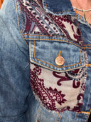 Denim Jacket Plum Paisley Details - Rock Ready Statement Piece