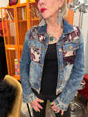 Denim Jacket Plum Paisley Details - Rock Ready Statement Piece
