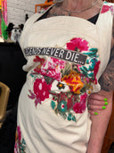 Off-white Denim Pinafore - 'Legend Never Dies, Heroes Are Remembered'