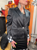 Black Satin SKA Checkered Board long dress and Jacket