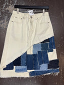 White Denim Jeans Skirt with Patchwork