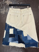 White Denim Jeans Skirt with Patchwork