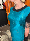 Vintage Teal Silk Cocktail Party Dress – Retro Glam with a Punk Twist