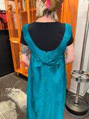 Vintage Teal Silk Cocktail Party Dress – Retro Glam with a Punk Twist
