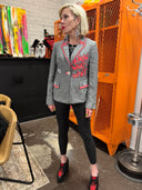 Grey Linen Stripes – "I Know What I Want" Neon Punk Pins for Edgy Style
