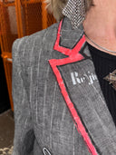Grey Linen Stripes – "I Know What I Want" Neon Punk Pins for Edgy Style