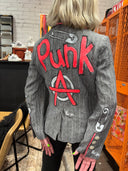 Grey Linen Stripes – "I Know What I Want" Neon Punk Pins for Edgy Style