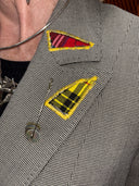 Gorgeous Grey Blazer – Multi-Color Tartan Inserts with Neon Button Flair